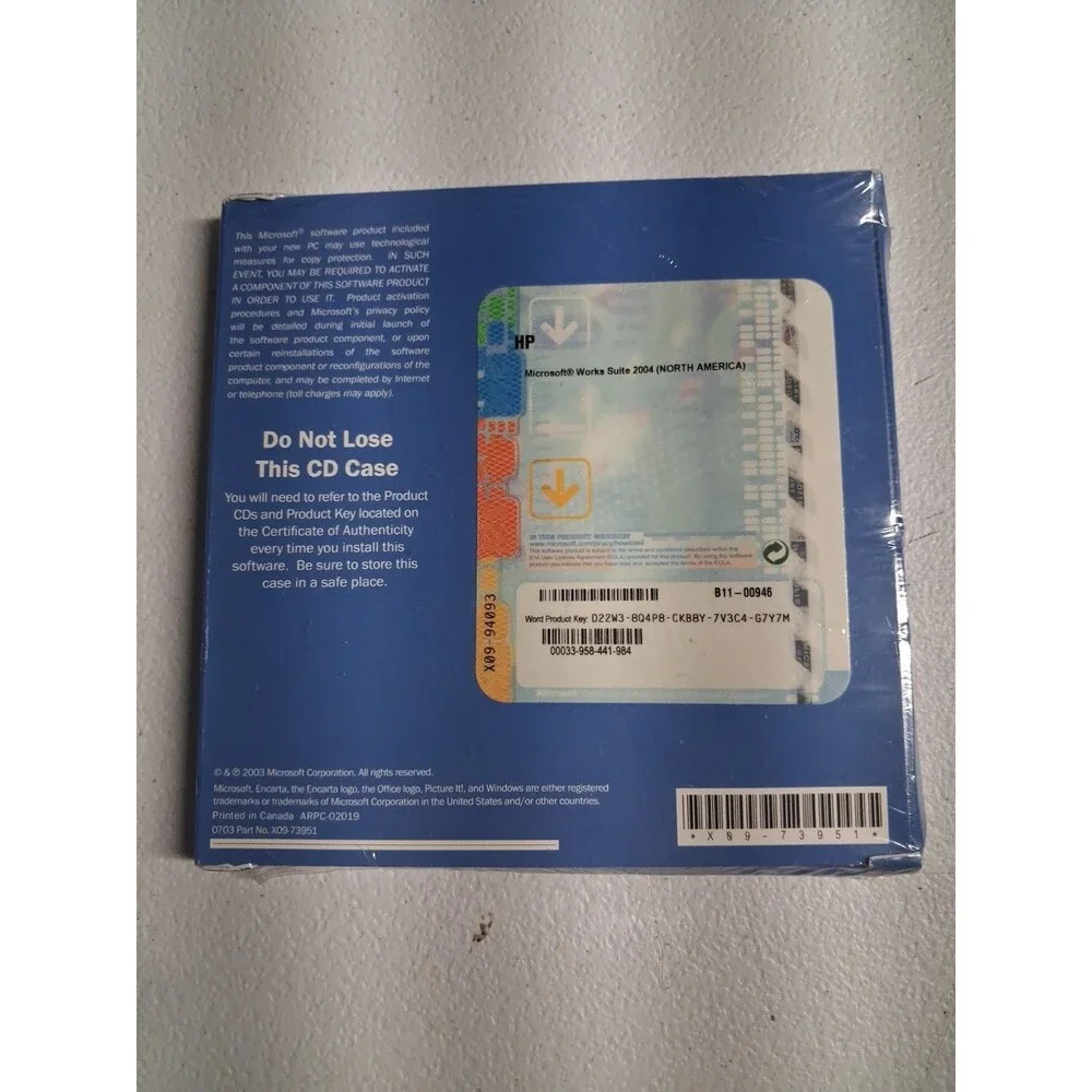 Microsoft Works Suite 2004 CD Software Set  Money Encarta Word Picture  - W/Key